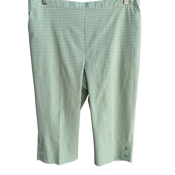 Alfred Dunner Vintage Womens Green Gingham Check Capri Pedal Pusher Pants 16 - Picture 1 of 8